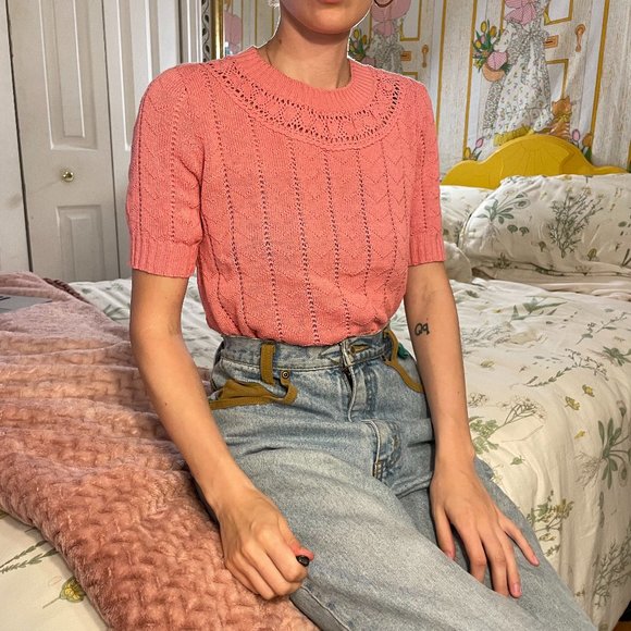 80s Cuddle knit made-in-the-USA pink shirt! - Picture 3 of 14